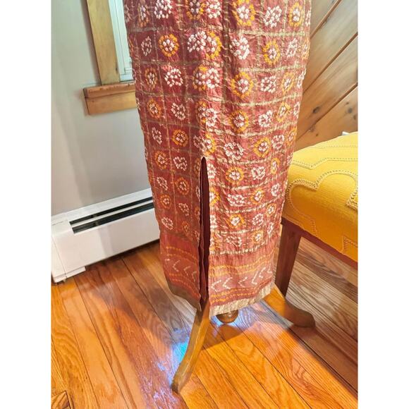 VINTAGE Handmade Indian Sari Style 100% Silk Skirt - Picture 7 of 10